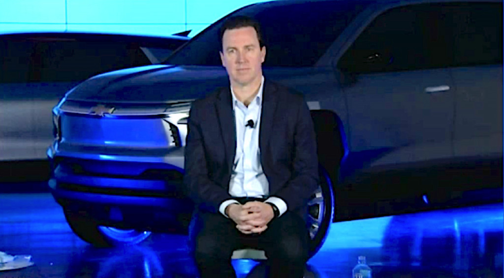 GM chief EV officer Travis Hester with Chevrolet electric truck GM chief EV officer Travis Hester with Chevrolet electric truck
