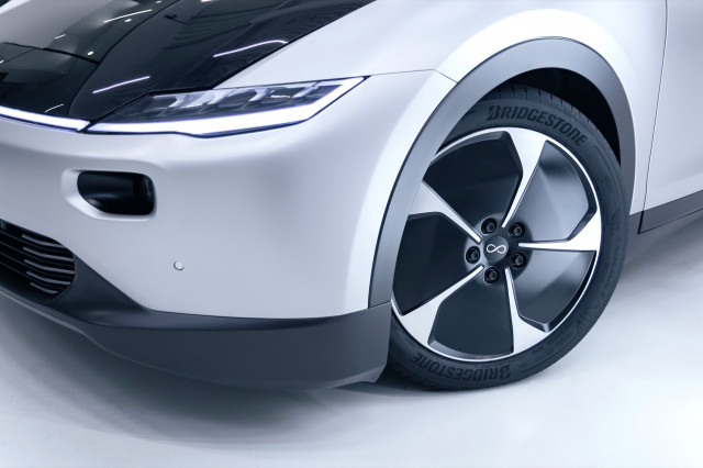 Lightyear One solar car with Bridgestone tire Lightyear One solar car with Bridgestone tire