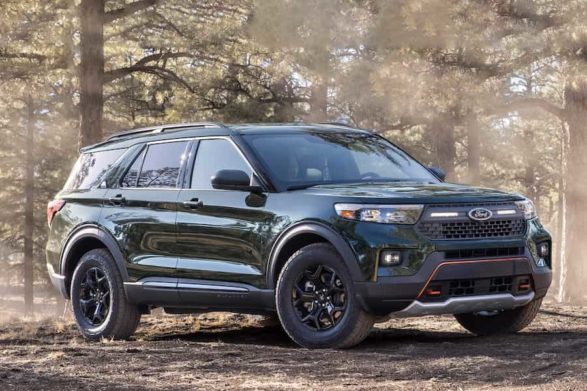 a forest green 2021 ford explorer