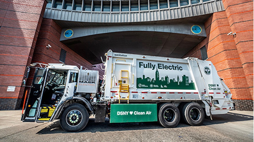 Mack LR Electric garbage truck demonstrator for NYC Department of Sanitation Mack LR Electric garbage truck demonstrator for NYC Department of Sanitation