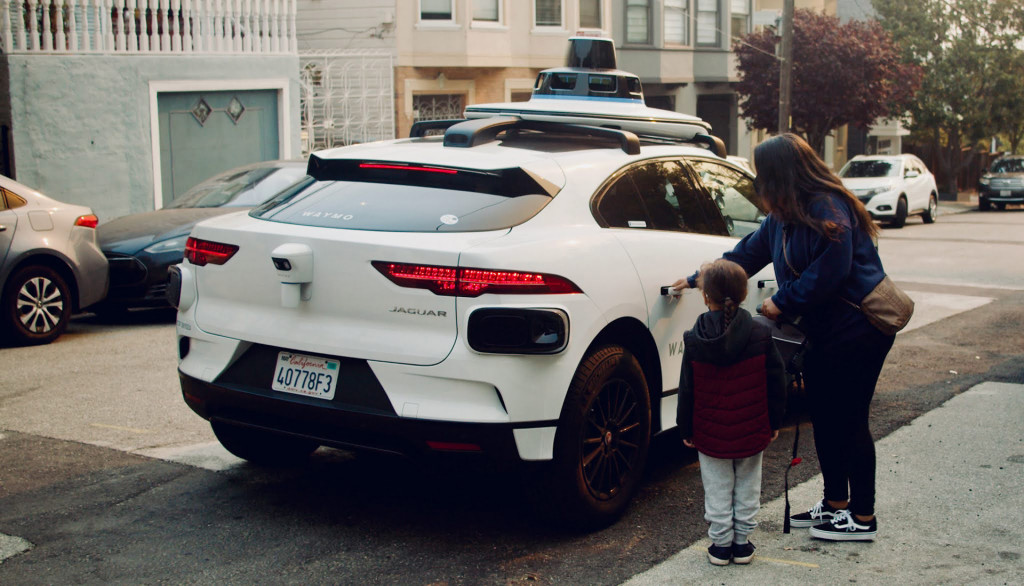 Waymo self-driving car prototype in San Francisco, California Waymo self-driving car prototype in San Francisco, California