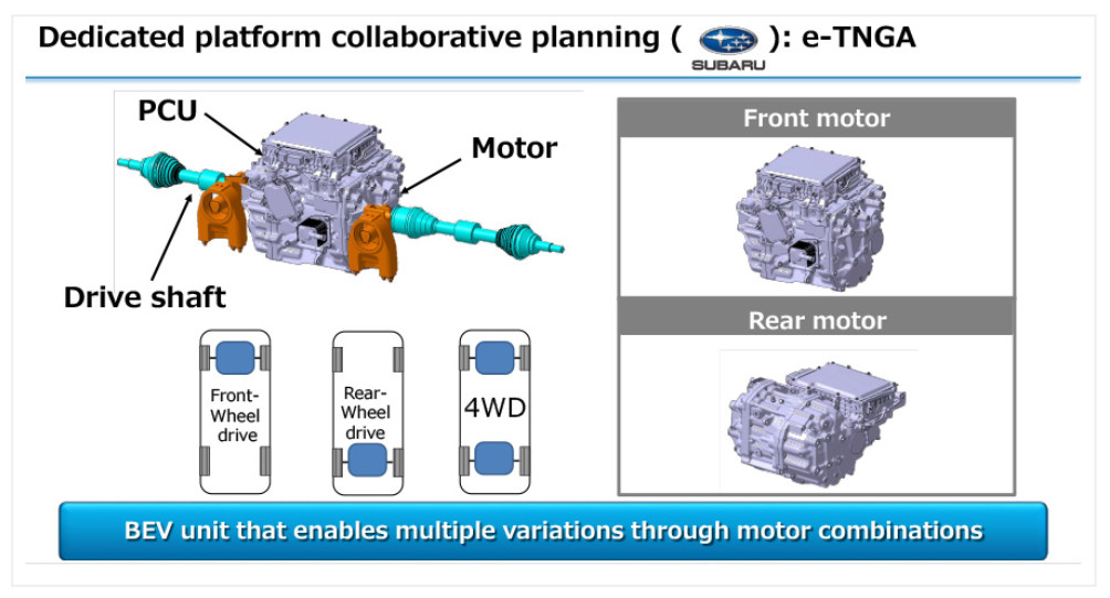Toyota e-TNGA propulsion layouts Toyota e-TNGA propulsion layouts