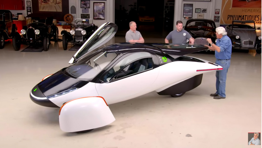 Jay Leno checks out a prototype for Aptera's 1,000-mile electric vehicle Jay Leno checks out a prototype for Aptera's 1,000-mile electric vehicle