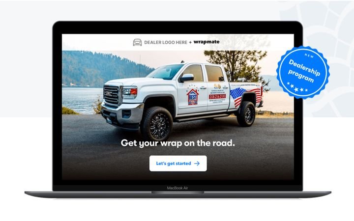 Packed with Wrapmate's proprietary core technology, this program offers dealerships an end-to-end ordering platform that creates a seamless, digital experience for dealers to sell vehicle graphics of all sizes directly to customers at the point of vehicle purchase. - IMAGE: WrapMate.com