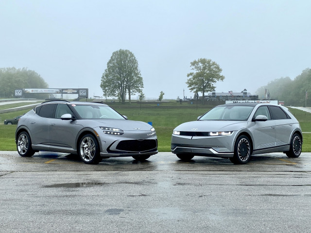 2023 Genesis GV60, left, and 2022 Hyundai Ioniq 5, right 2023 Genesis GV60, left, and 2022 Hyundai Ioniq 5, right
