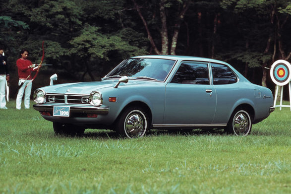 a blue 1973 mitsubishi lancer