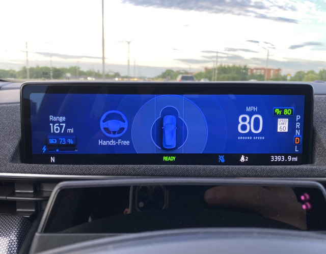 Ford BlueCruise in the 2021 Ford Mustang Mach-E GT. Ford BlueCruise in the 2021 Ford Mustang Mach-E GT.