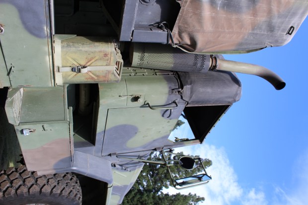 The passenger-side exterior of Rick Farley's AM-General five-ton cargo truck...