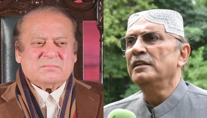 An undated combo showing PML-N President Nawaz Sharif (left) and President Asif Ali Zardai. — Facebook/PML(N)/Bilawalhouse/File