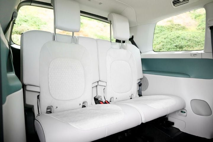 The rear seat bench could fit three passengers, though it's intended for just two and accordingly has two seat belts. - Volkswagen