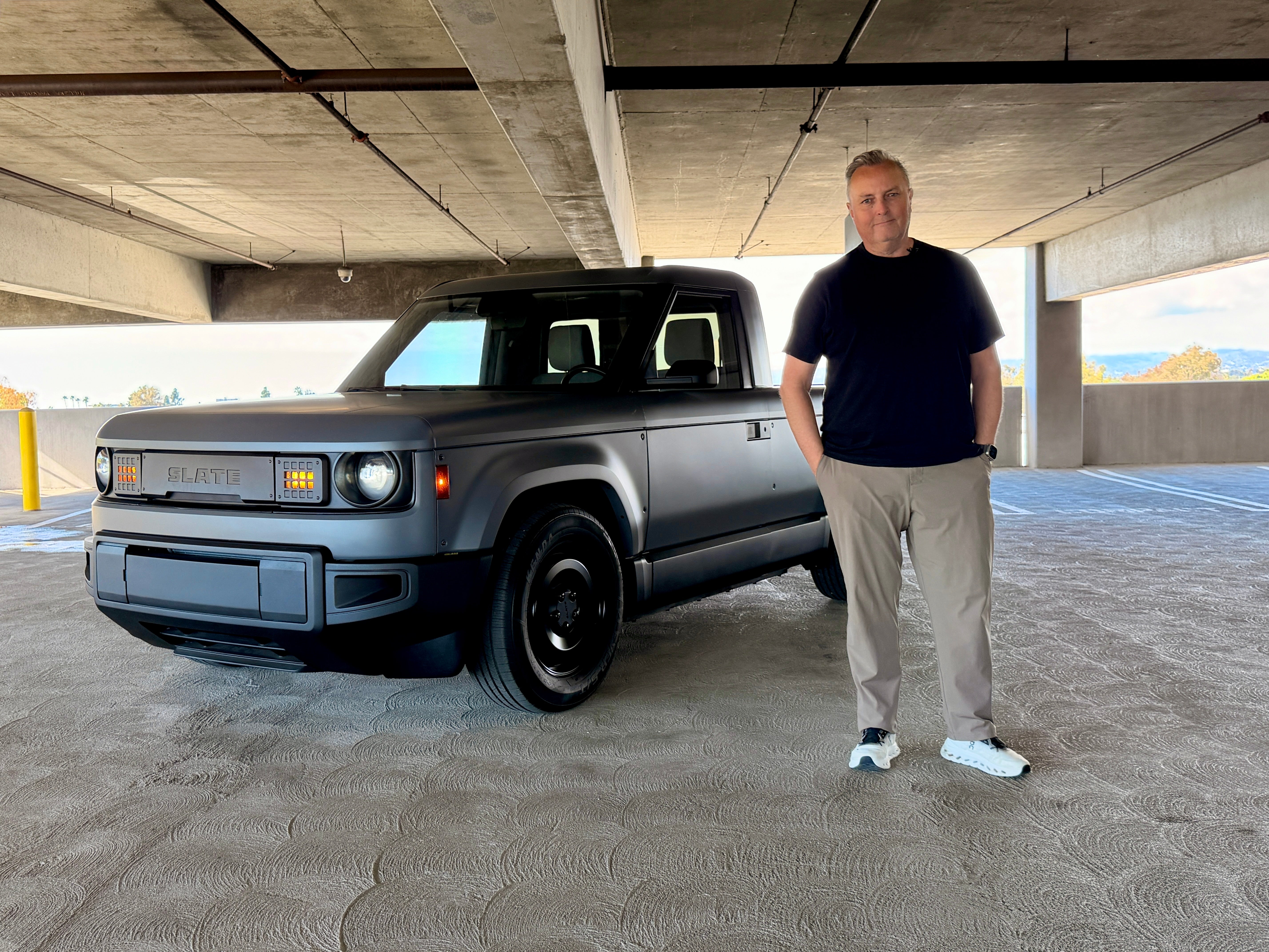 Steve Fowler with the new all-electric $25,000 Slate pick-up