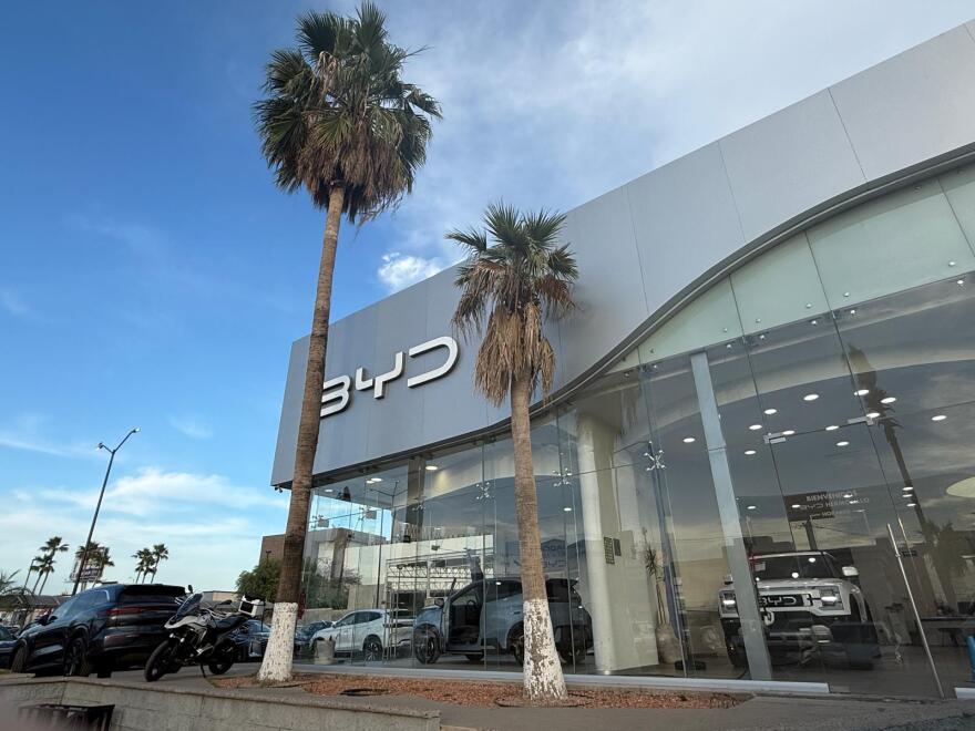 Chinese automaker BYD sells electric vehicles out of their Hermosillo dealership. A few hours north in the United States, these cars are virtually banned.